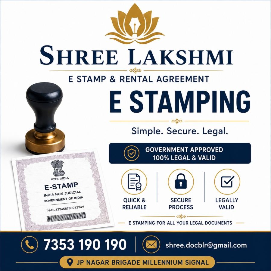 E-Stamp Paper for Banashankari 2nd Stage, Bangalore — Shree Lakshmi, JP Nagar 7th Phase
