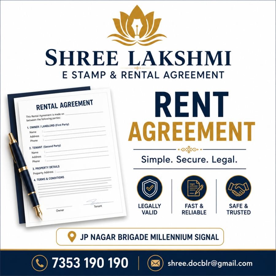 Rental Agreement for Kanakapura Road, Bangalore — Shree Lakshmi, JP Nagar 7th Phase